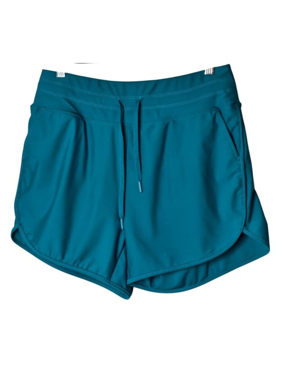 Gradual Womens L Athletic Shorts Teal Stretch Pockets High Waisted Sporty Active